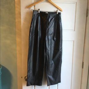 Faux leather cropped wide leg pants size medium